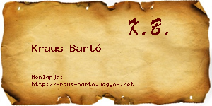 Kraus Bartó névjegykártya